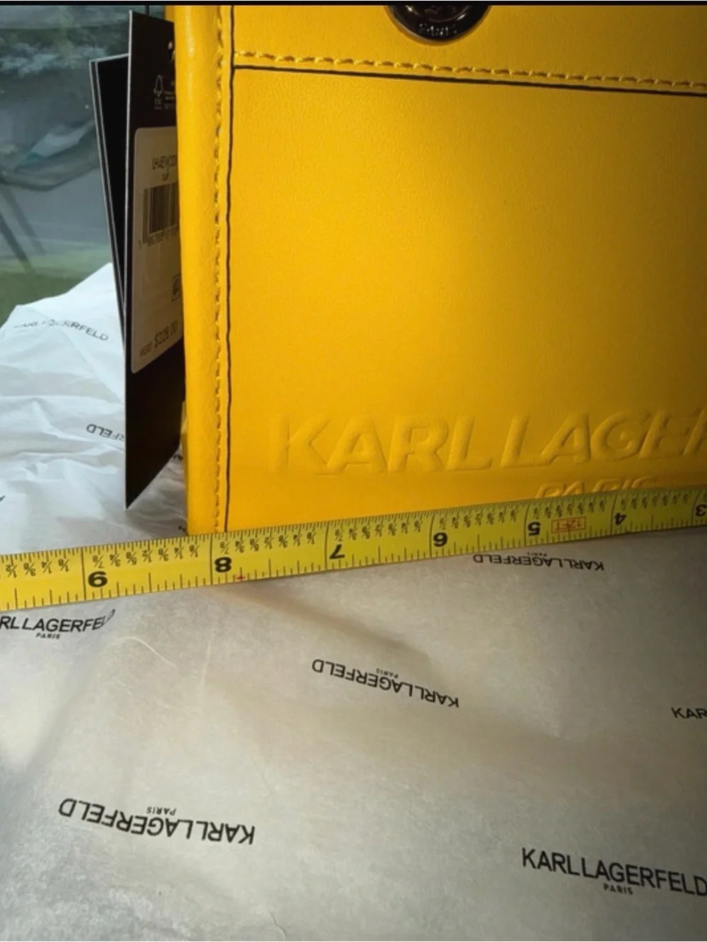 Karl Lagerfeld Bright Yellow Leather Chain Shoulder Bag